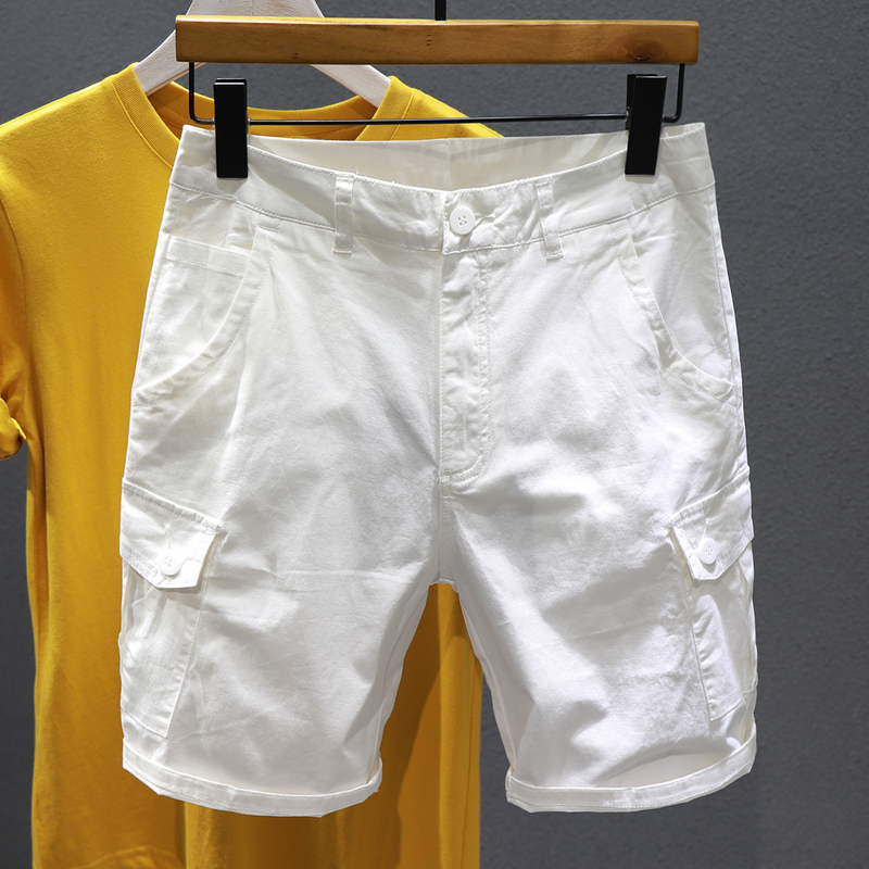 Summer White Workwear Casual Shorts Men's Trendy Brand Five-Point Shorts Korean Style Trendy Men's Loose Breeches Thin Mid-Length Pants