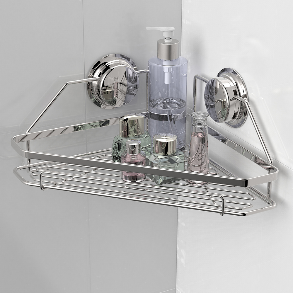 Carabao Suction Cup Tripod Bathroom Shelve Free Stainless Steel Corner Rack Suction Wall Style Dressing Room Containing