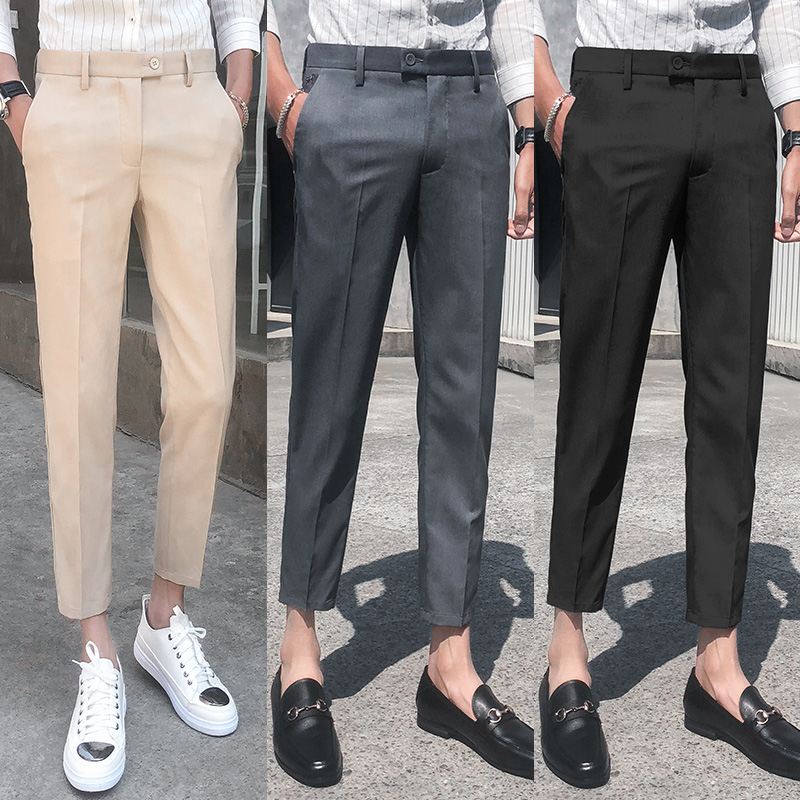 Suit pants, men's business pants, spring and autumn black trousers, high-end nine-point casual men's pants, 2021 new