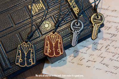 Wait a minute planner [Doctor Who Theme] Genuine leather mbox gilded handcrafted planner pendant in British style