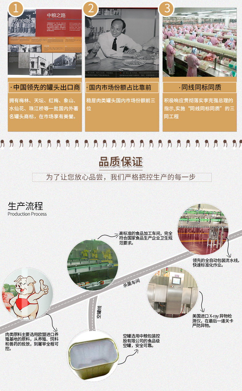 中粮旗下 梅林 午餐肉罐头 198g*3罐 图8