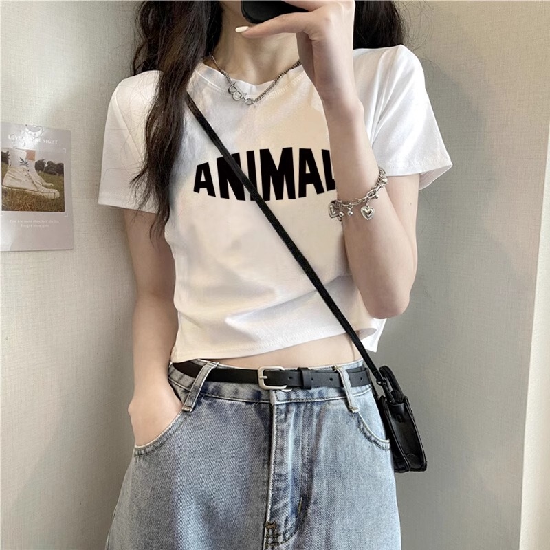 White Short-Sleeve T-Shirt for Women, Pure Cotton, New Summer Style, Slim Fit, Niche Design, High-End Feel, Short and Sweet Spicy Top