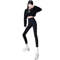 Dingguagua suspended pants autumn and winter velvet thickened warm leggings high waist belly-control shark pants yoga pants Barbie pants