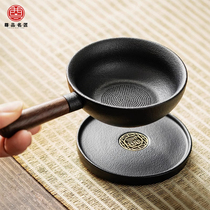 Tea leak tea filter ceramic tea filter ebony handle high-end fine tea separator tea set tea ceremony accessories