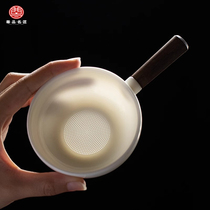 Suet-fat jade white porcelain tea leakage tea filter high-end tea filter tea separator tea water separator tea filter tea set accessories