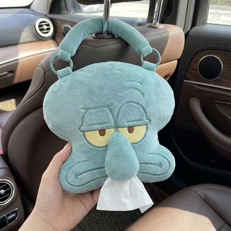 Spongebob and Squidward Tissue Box for Car, Bedroom, Living Room, Dormitory, Car Tissue Holder, Gift for Friends