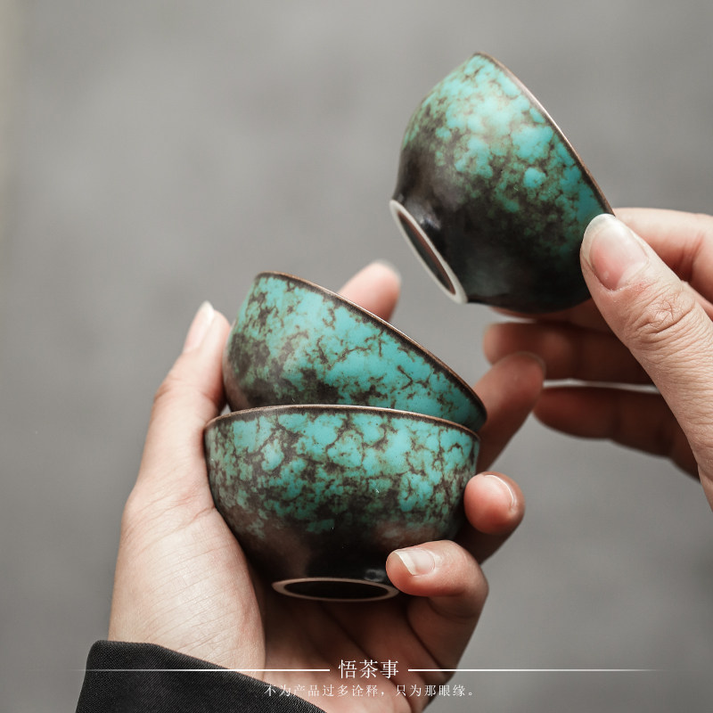 Epiphany Tea Affair Green Pine Stone Ceramics Tea Drinking Cup Creative Kilns of Utiliti Tea With Small Tea Cup Teacup Tea Master Single Cup