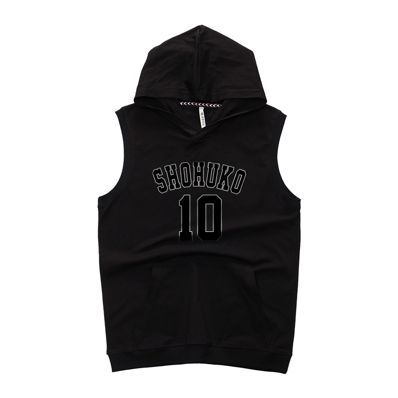 Sakurawood Flower đường giỏ bậc thầy bóng rổ đội mũ trùm đầu vest nam vẫy t-shirt thể thao lỏng tay bên ngoài mặc một chiếc mũ vành đai bảo vệ