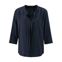 Summer mecity womens New Silk shoulder shoulder middle sleeve half open collar pullover profile shirt 521799