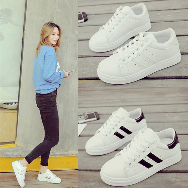 Korean version of the street beat small white shoes female students canvas shoes 2017 autumn new flat bottom shoes white shoes summer