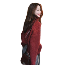 Autumn and winter 2023 popular Hong Kong style outer sweater womens white inner high collar loose lazy thickened knitted bottoming shirt