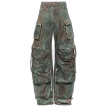 Hong Kong direct mail trendy luxury The Attico womens dark green loose denim overalls 001288