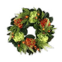 creative displays autumn wreath with hydrangea heather and berries - orange