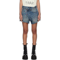 Hong Kong direct mail trendy luxury R13 womens blue Crossover denim shorts R13W6055D211B