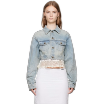 Hong Kong Direct Mail Fashion Luxury We11Done Womens Blue Cropped Denim Jacket WDDJ224337W