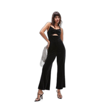 Hong Kong direct mail trendy luxury Topshop womens velvet lace jumpsuit (black)