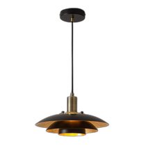nova of californiaRancho Mirage Large Pendant Lamp - Matte Black and Gold Leaf