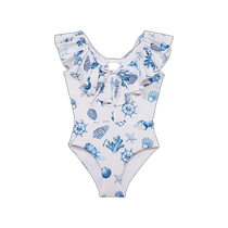 Hong Kong direct mail Monnalisa girls ruffle printed one-piece swimsuit childrens clothing