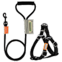 Touchdog Macaron 2-in-1 Durable Nylon Dog Harness and Leash - Black (US