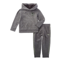 PUMA 2-Piece Fleece Pullover Hoodie and Jogger Pants Set - Gray (US Outlet) Straight
