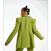 Hong Kong direct mail trendy luxury ASOS womens 70s design long 1-button suit top (moss)