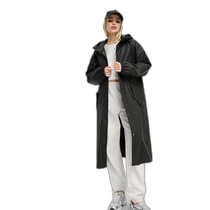 Hong Kong direct mail trendy luxury tall womens design long rubberized waterproof coat (black)