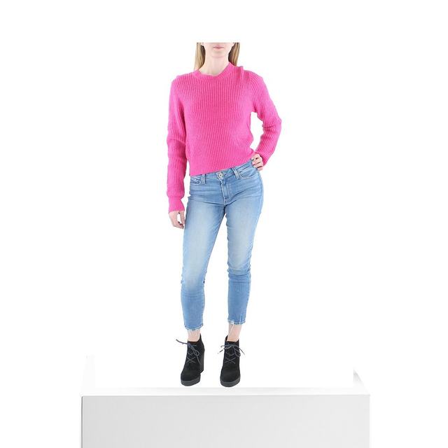 zsupply Women's Crew Neck Cable Knit Pullover Sweater - Pink Straight Hair