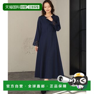 1 hour refundable, direct mail from japan, flolia women's high-waisted a-line mid-length two-wear lace sleeve dress