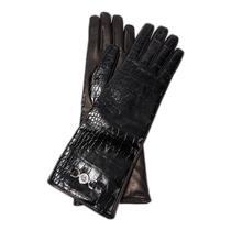 Hong Kong direct mail trendy luxury Versace womens crocodile pattern leather gloves 001180