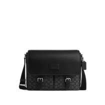 US Direct Mail COACH Sprint Messenger Bag CR334 Iconic Jacquard Pattern Silver Charcoal Gray