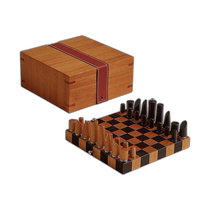 European direct mail HERMES Hermès brown and black mixed color mahogany and cinnamon magnetic chess set