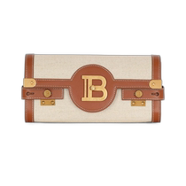 Hong Kong Direct Shipping Fashionable Luxury Balmain Womens B-Buzz 23 Leather and Canvas Clutch 3
