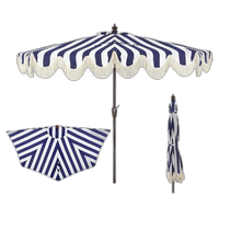 jonathan yBeverly 9ft Designer Classic Scalloped Tassel Half Market Patio Umbrella