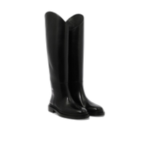 Hong Kong direct mail Jil Sander black simple low-heeled fashionable white leather boots