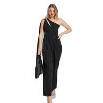 Hong Kong direct mail trendy luxury river island 河岛 ladies  one-shoulder draped jumpsuit (black