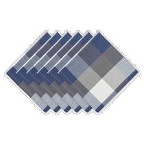 DII three-color plaid napkins (set of 6) - French Blue (American Outlet) Straight Hair
