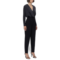 Herve Leger Wrap Effect Satin Jumpsuit - Black (USA Outlet) Straight Hair