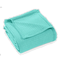 Superior Waffle Weave Honeycomb Knitted Cotton Blanket - Turquoise (USA Outlet) Straight Hair