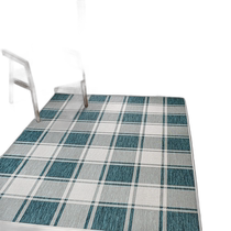 Jonathan ySabine Traditional Farmhouse Chunky Plaid Turquoise Cream Indoor Outdoor Rug