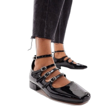 Hong Kong direct mail trendy luxury ASOS womens Liberty design wide Mary Jane ballet shoes (black)