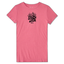 Aeropostale Flaming Rose Flocked Graphic T-Shirt - Pink 671 (USA Outlet