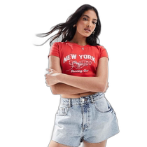 Hong Kong direct mail trendy luxury ASOS womens design A-line denim shorts (lightwash)