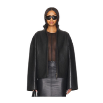 Hong Kong direct mail trendy luxury Remain womens recycled leather jacket 501956100