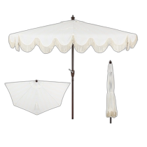 jonathan yBeverly 9ft Designer Classic Scalloped Tassel Half Market Patio Umbrella