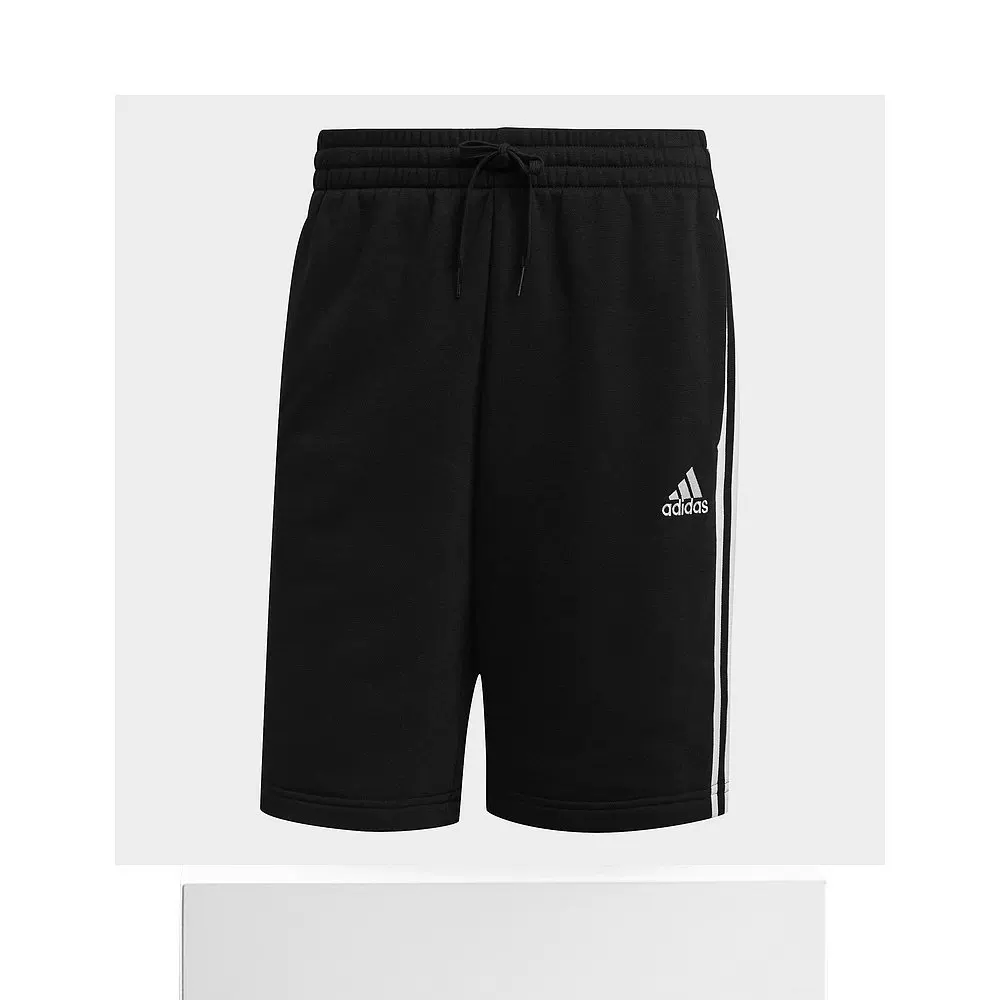 [Мужские шорты adidas Essentials Fleece 3-Stripes - черные / белые]