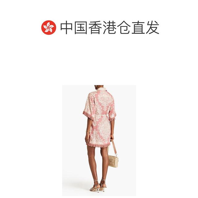 ຮ່ອງກົງ direct mail trendy luxury ZIMMERMANN ແມ່ຍິງ tassel ພິມ linen mini ເສື້ອ dress