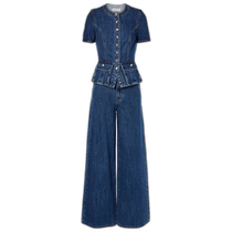 Hong Kong direct mail trendy luxury Self-Portrait womens wide-leg denim jumpsuit 001270