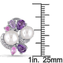 Self-operated｜Julianna B womens earrings are decorated with pink and purple pearls and gemstones casual fashionable and classic