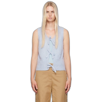 Hong Kong direct mail trendy luxury GANNI Ganni womens blue tie string vest K2307