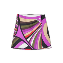 Hong Kong Direct Mail Trendy Luxury Emilio Pucci Womens Striped Twill Silk Mini Wrap Skirt 4HR